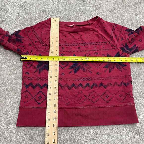 J.Crew Vintage Pullover Sweatshirt Womens Small Geometric Red Holiday Christmas - Picture 4 of 8
